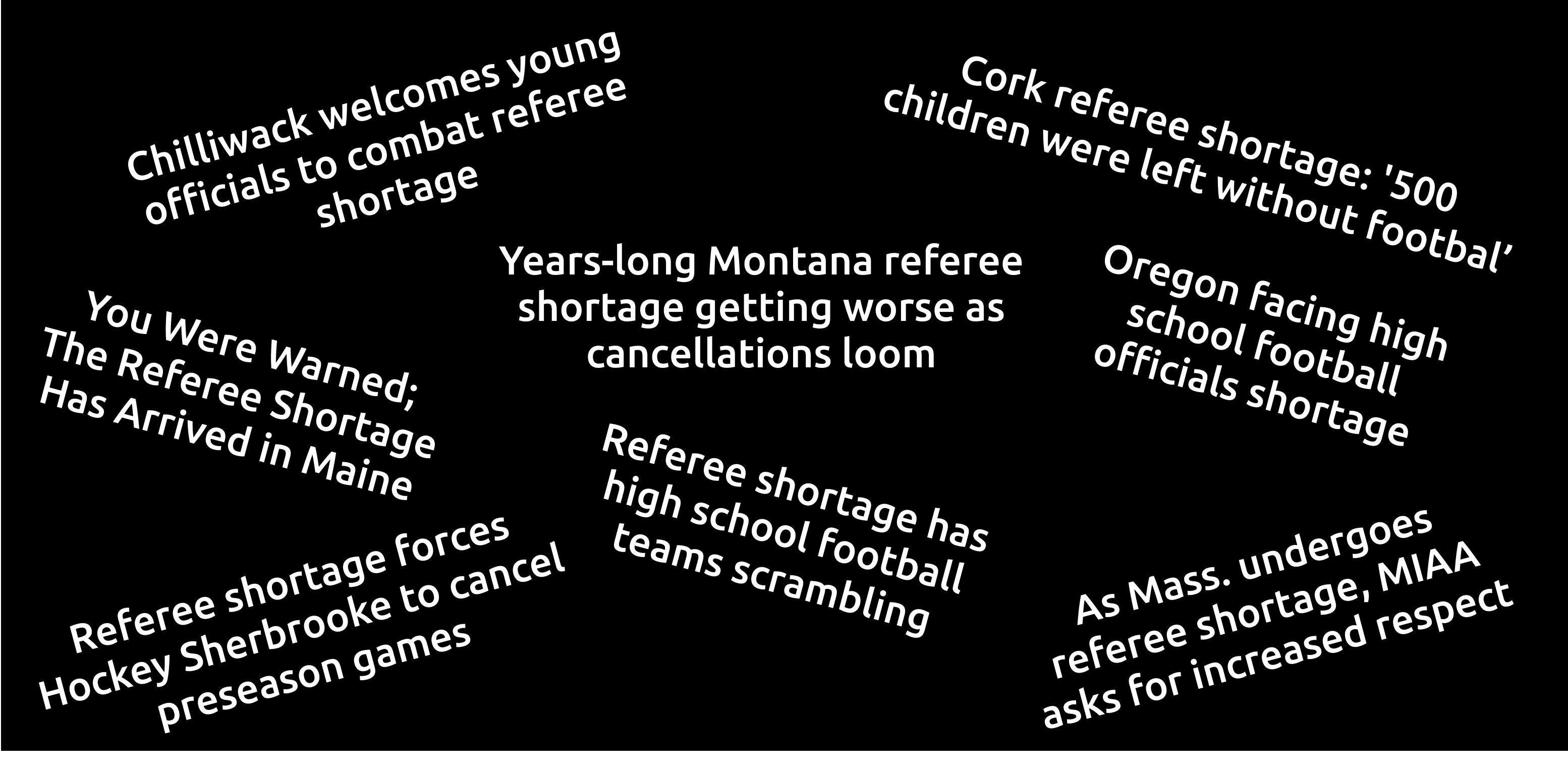 headlines illustrating the problems facing a shortage of youth sport officials